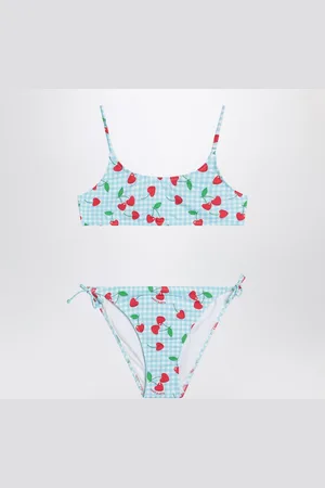 MC2 SAINT BARTH Bralette bikini with Vichy and cherries pattern