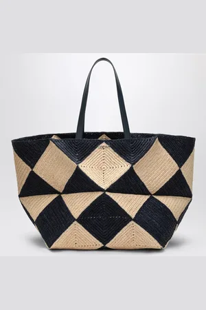 Loewe Puzzle Fold Tote XXL natural/navy raffia bag