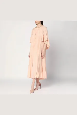 ZIMMERMANN Pleated peach-colored midi dress