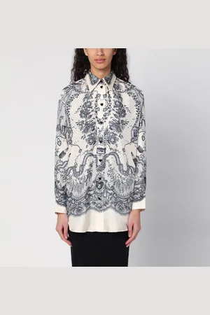 ZIMMERMANN Crush ivory printed silk shirt