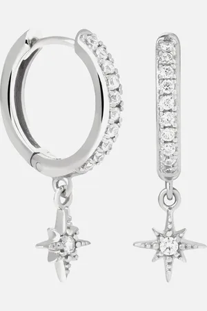 Astrid & Miyu Rhodium-Plated Star Huggies