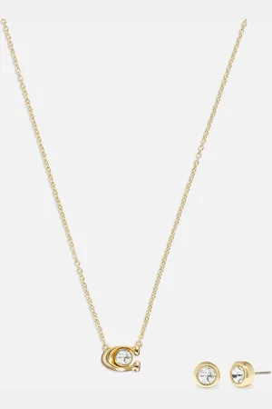 Coach Signature -Tone Necklace and Earrings Set