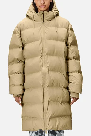 Rains Alta Long Coated-Shell Puffer Jacket - L