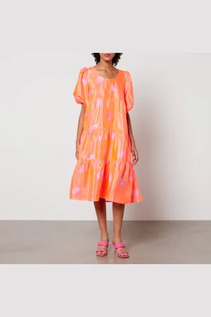 Crās Lyra Printed Satin-Cloqué Midi Dress - EU 36/UK 10
