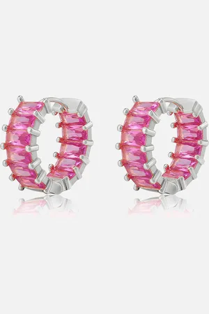 Luv AJ Ballier Huggies Silver-Plated Crystal Earrings
