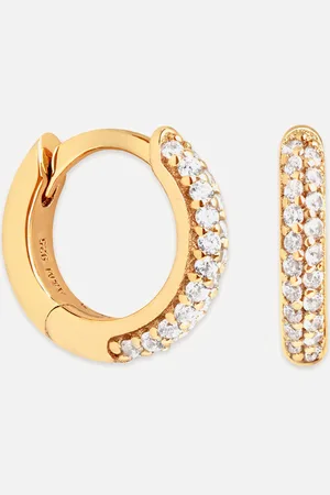 Astrid & Miyu Pave 18-Karat Gold-Plated Huggie Earrings