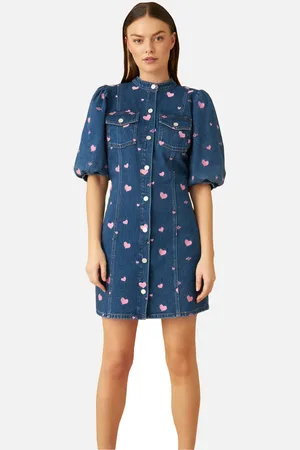 Crās Celia Embroidered Organic Denim Dress - EU 38/UK 10