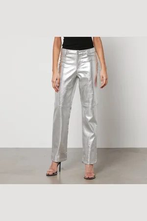 Jakke Cindy Metallic Faux Leather Straight-Leg Trousers - XS