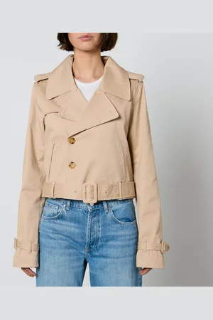 GOOD AMERICAN Chino Gaberdine Cropped Trench Jacket - L/XL