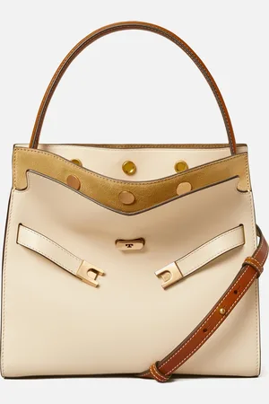 Tory Burch Lee Radziwill Leather and Suede Small Double Bag