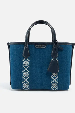 Tory Burch Perry Denim Triple-Compartment Small Tote Bag