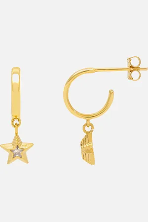 ESTELLA BARTLETT Cubic Zirconia Star Gold-Tone Hoop Earrings