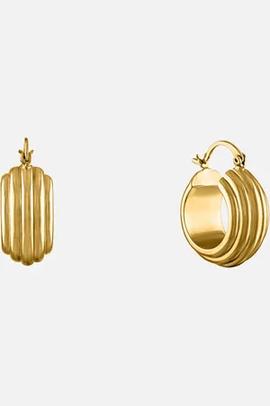 Oma The Label The Mini Adler 18 Karat -Plated Striped Hoop Earrings