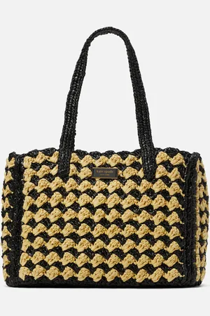 Kate Spade High Tide Striped Crochet Raffia Medium Tote Bag