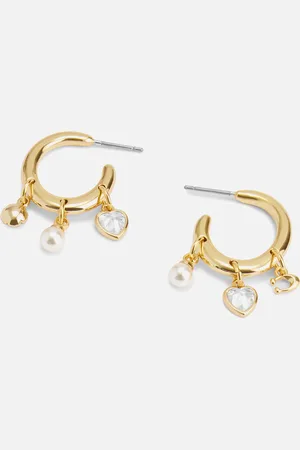Coach Charm Embellished Pendant -Tone Hoop Earrings