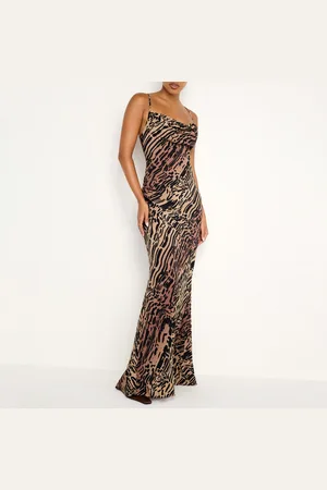 GOOD AMERICAN Chiffon Bias Cowl Maxi Dress - XS