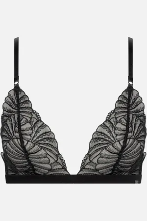 Calvin Klein Sheer Embroidered Stretch-Lace Unlined Triangle Bra - S
