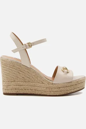 Dune Kai Gold-Tone Leather Wedged sandals - UK 3