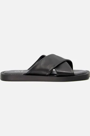 Dune Licorice Cross Front Leather Sandals - UK 3