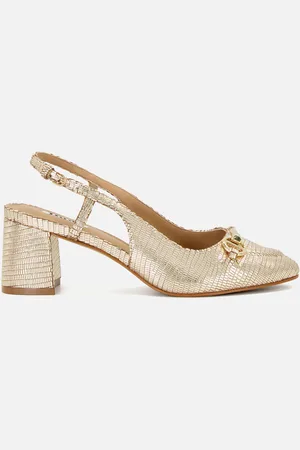 Dune Cassie Snaffle Trim Leather Sling Backs - UK 3