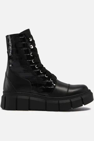 ALOHAS Can Can Croc-Effect and Smooth Leather Boots - UK 3.5