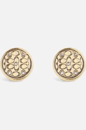 Coach Signature Quilted Coin Stud Earrings
