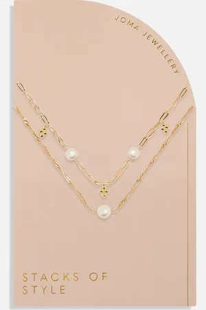 Joma Jewellery Stacks Of Style White Pearl -Plated Necklace