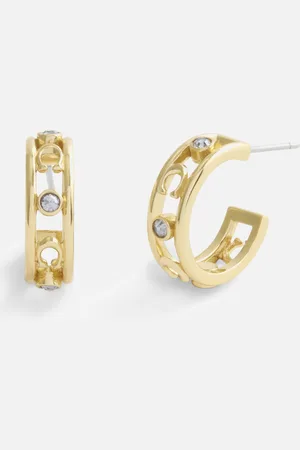 Coach Signature C -Toned Open Hoop Earrings