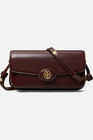 Tory Burch Robinson Spazzolato Patent Leather Shoulder Bag