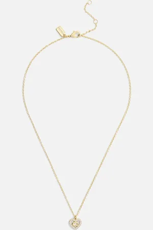 Coach Signature C Pavé -Toned Heart Pendant Necklace