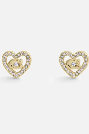 Coach Pavé Heart -Toned Stud Earrings