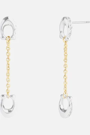 Coach Signature Pavé C Linear Silver & -Tone Earrings