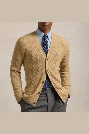 Ralph Lauren Cable-Knit Cotton V-Neck Cardigan - M