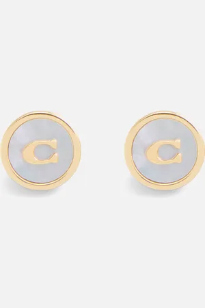 Coach Mop Coin Gold-Tone Stud Earrings
