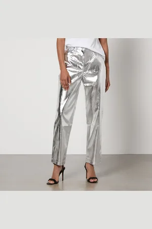 Amy Lynn Lupe Textured Faux Leather Straight-Leg Trousers - XS