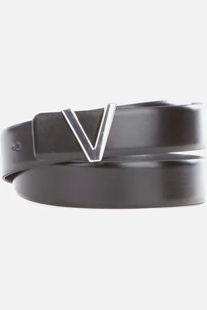 VALENTINO Dario Leather Logo Plaque Belt - XL