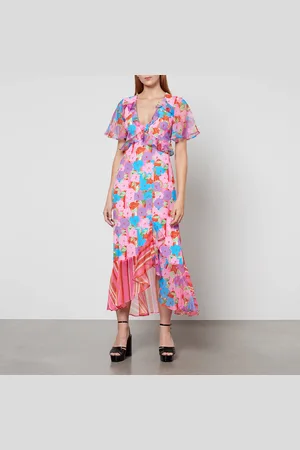 Never Fully Dressed Saski Ruffle Floral Print Midi Dress - UK 6