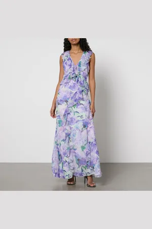 HOPE & IVY Breslin Floral-Print Chiffon Frill Maxi Dress - UK 6
