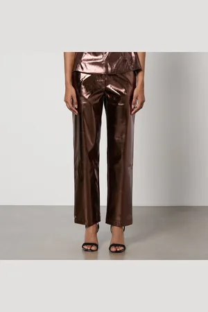 Amy Lynn Lupe Textured Faux Leather Straight-Leg Trousers - UK 6