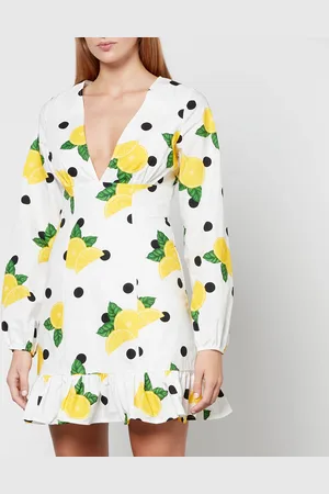 Never Fully Dressed Lemon Cha Cha Printed Cotton-Poplin Mini Dress - UK 6