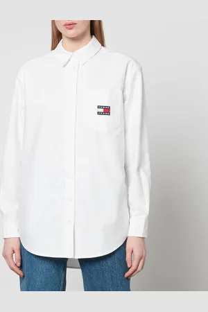 Tommy Hilfiger Logo Badge Boyfriend Cotton Shirt - XS