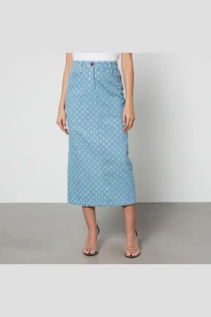Never Fully Dressed Kimi Distressed Sequined Denim Skirt - UK 6
