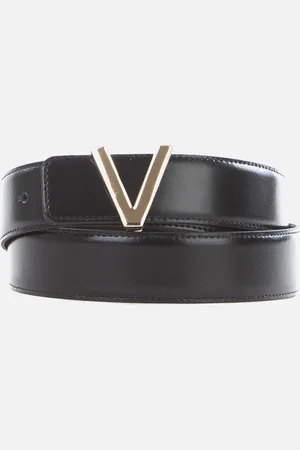 VALENTINO Dario Leather Logo Plaque Belt - S