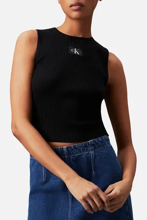 Calvin Klein Woven Lyocell Label Sweater Tank Top - XS