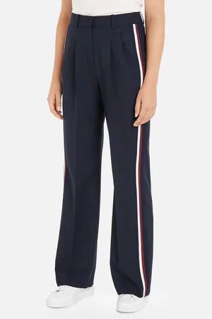 Tommy Hilfiger Wide Leg Wool-Blend Pleated Trousers - EU 38/UK 10