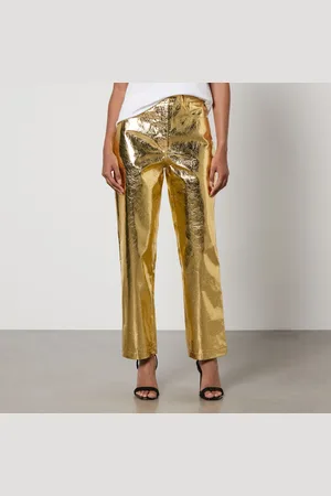Amy Lynn Lupe Textured Faux Leather Straight-Leg Trousers - UK 8