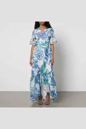 HOPE & IVY Catalina Floral-Print Chiffon Wrap Maxi Dress - UK 8
