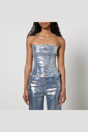 Amy Lynn Mimi Coated Denim Tube Top - UK 12