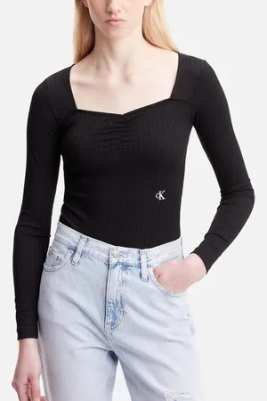 Calvin Klein Shiny Ribbed Jersey Bodysuit - S