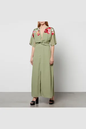 HOPE & IVY Cora Floral-Embroidered Chiffon Maxi Dress - UK 10